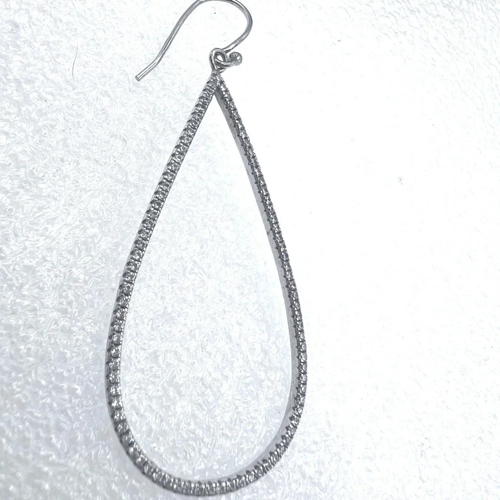 Sterling Silver CZ‎ Micro Pave Hoop Earrings Articulated Prom Formal Wedding
